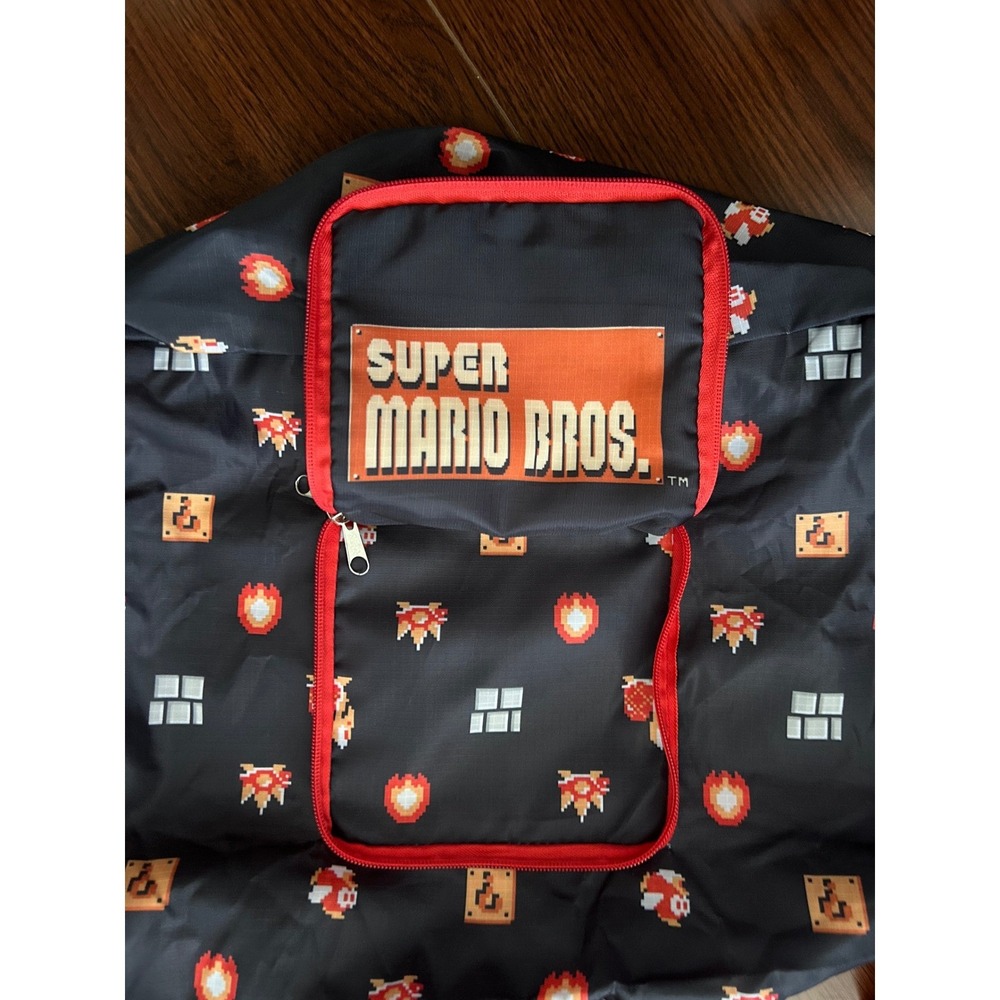 Nintendo Super Mario Bros Reusable Shopping Tote Gym Bag Black Red - Picture 5 of 11
